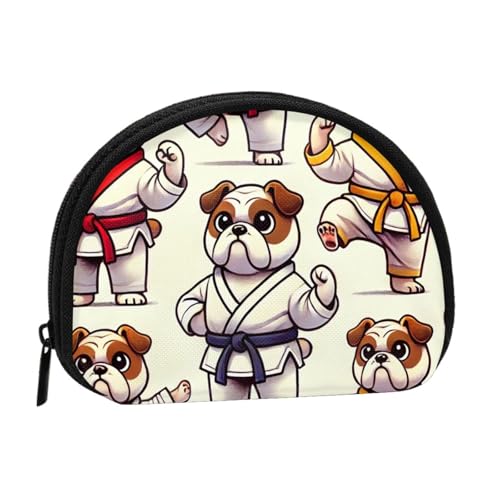 Portable Coin Purse Kawaii-Judo-Bulldogs Mini Zippered Money Pouch Card Holder