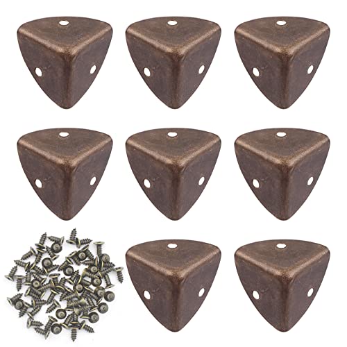 Image of Vintage Box Cabinet Corner Protection-Triangle Box Table Cabinet Corner with Screws Decorative Wood Box Edge Cover Safety Guard Furniture Corner Protector Bumpers (Bronze-35mm-8pcs)