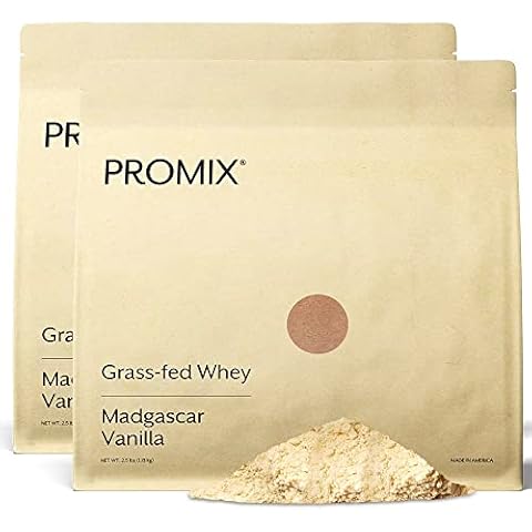 Promix Whey Protein Powder, Vanilla - 5lb Bulk - Grass-Fed & 100% All Natural - ­Post Workout Fitness & Nutrition Shakes, Smoothies, Baking & Cooking Recipes - Gluten-Free & Keto-Friendly Cover