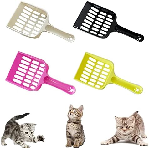 Qixuer Katzenschaufel Edelstahl 2er Set - 3.8mm Sieb, Schwarzer Griff, 27x10cm