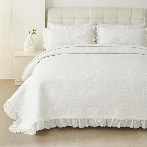 Parure de lit bohème en coton vctops crème brodé toutes saisons - 2