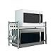 wblj Rastrelliera per Forno a Microonde in Acciaio Inossidabile, Design Telescopico a 2 Strati Regolabile 40-60 cm, Cucina Forniture per il Bagno Ripiano Salvaspazio/Argent
