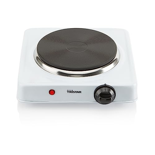 Tristar Single Hotplate 1000 W Adjustable Thermostat Stainless Steel Ø 15 cm Portable Compact Design Non-Slip Feet Heatproof Housing Ideal for Dorms Sheds and Small Kitchens KP-6185