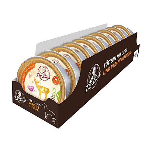 Dr. Link® SUPER Natural 10x125g Premium-Nassfutter für Hunde: Wild mit Pastinake, Aroniabeeren und Waldkräutern | getreidefrei | Superfoods