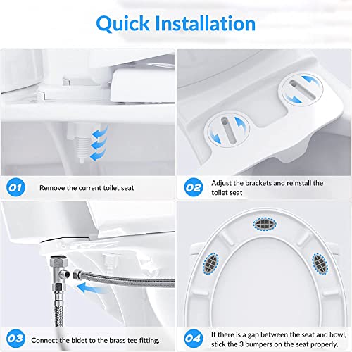 Ultra-Slim Bidet Attachment For Toilet, Bidet Toilet Seat Attachment Sprayer Non-Electric With Dual Nozzle(Feminine/Posterior Wash),Easy To Install(White & Dull Gold) #TOP6