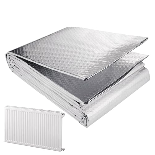Rollo de aislamiento de lámina, lámina aluminizada de 60 cm x 5 m, panel reflector de radiador de doble cara, escudo de burbujas, barrera reflectante de calor de ahorro de energía para radiadores