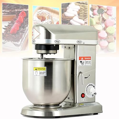 Batidora de masa de acero inoxidable, batidores y ganchos for masa, batidora eléctrica de pie, con gancho for masa, batidora de masa eléctrica de 3 velocidades for pan, pasteles, pizza, panadería, lic