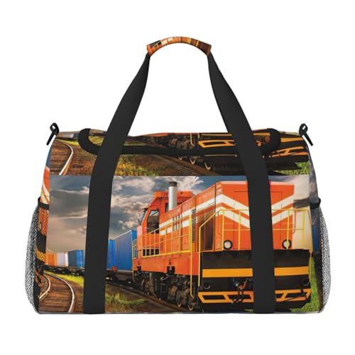 Sac de voyage femme imprimé train pour escapades week-end et bagage cabine noir