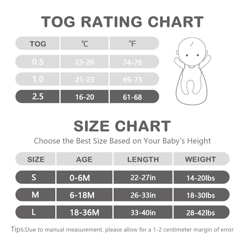 Image of Mosebears Unisex Rayon Made from Bamboo Wearable Blanket with 2-Way Zipper,2.5 Tog Baby Winter Sleep Sack (Grey,6-18 Months)