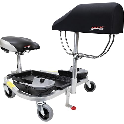 Racatac Kneeling/Sitting Creeper w/3' Casters & Chest Support, Black