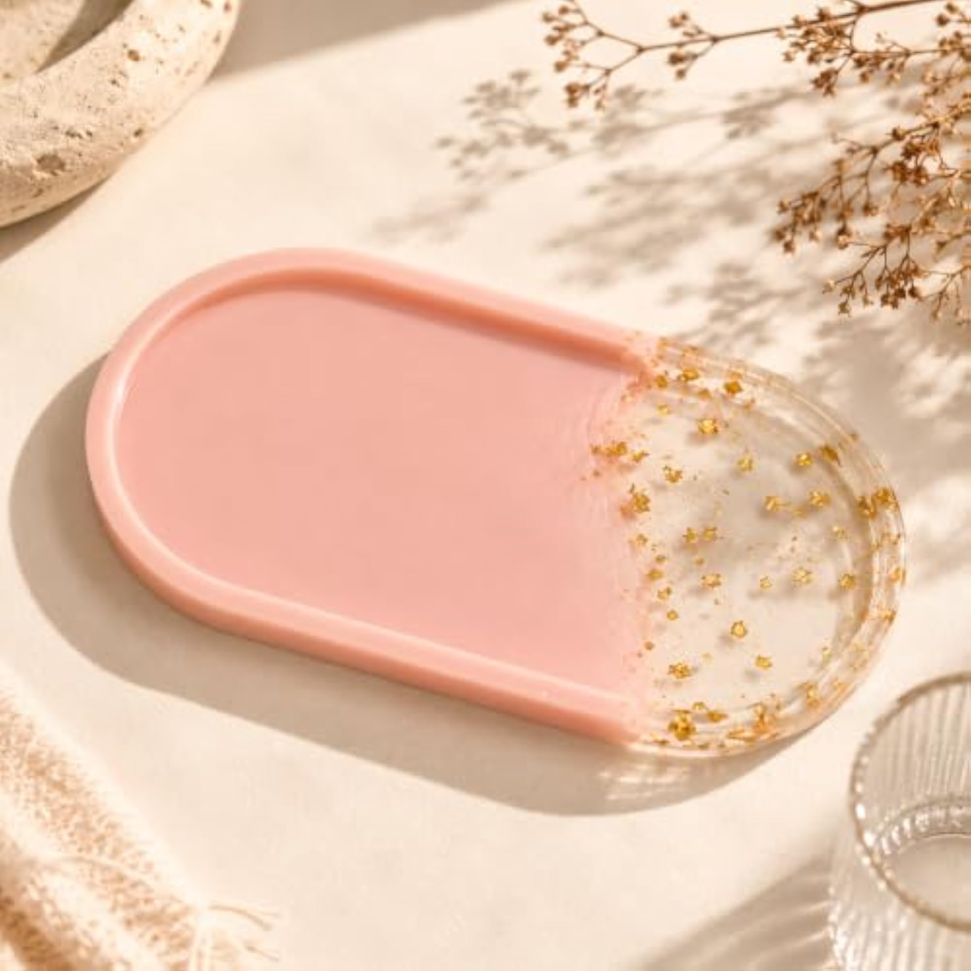 Handmade Pink Tray with Gold Foil