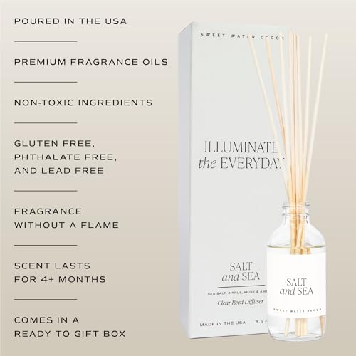 Image of Sweet Water Decor Salt and Sea Reed Diffuser Set - Sea Salt, Citrus, Musk, and Amber Summer Scented Diffuser - Scent Diffusers for Home, Long Lasting Fragrance, Made in the USA