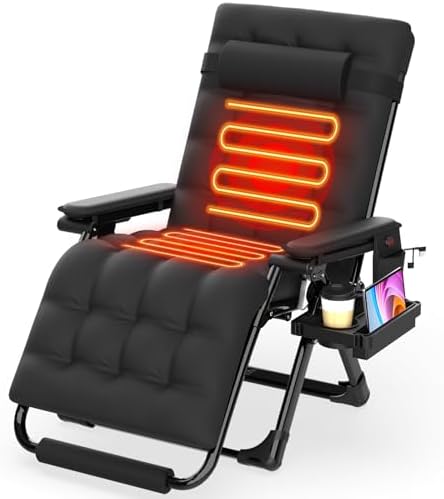Suteck Heated Zero Gravity Chair, 29" XL Oversized Reclining Loun...