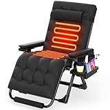 Suteck Heated Zero Gravity Chair, 29" XL Oversized Reclining Lounge Chair with 3 Heat Levels for Back & Seat, Armrest Pads, Cushion & Headrest, Upgraded Lock & Footrest, 500LBS(Battery Not Included)