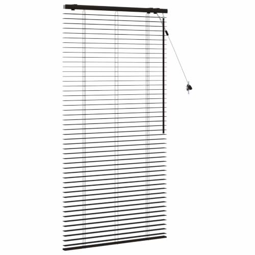 Persiana de madera de paulownia premium en marrón oscuro con lamas decorativas 4