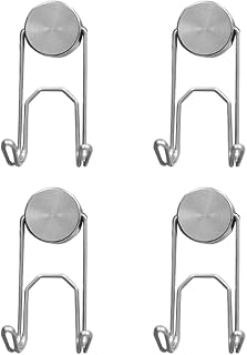 4 Pcs Dual Hook Strong Magnetic Hook, Heavy Duty Magnetic Hook 360 Degree Swivel Magnet Hook for Indoor and Outdoor Hanging, Cruise Ship Refrigerator, Grill, Home Kitchen, Garage Keychain (Silver)