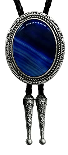 Image of Moranse Bolo Tie with Natural Tiger Eye Stone Celtic Style Genuine and Cowhide Rope