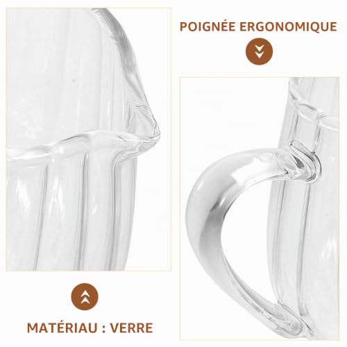 PRETYZOOM Pichet À Lait En Verre Mini Pichet À Crème Avec Bec Verseur Pot À Crème À Café Pour Sauce Vinaigre Sucre Maison Bar Restaurant 8.00 X 5.70 X 5.60 cm – vue 8