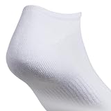 adidas Men's Athletic Cushioned No Show Socks (6 Pairs) Durable & Comfortable, White/Black, L