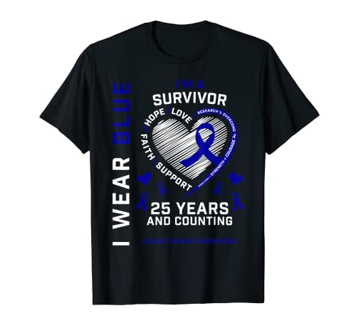 Use Blue Colon Cancer Survivor Gifts Women 25 Year Survivor Camiseta