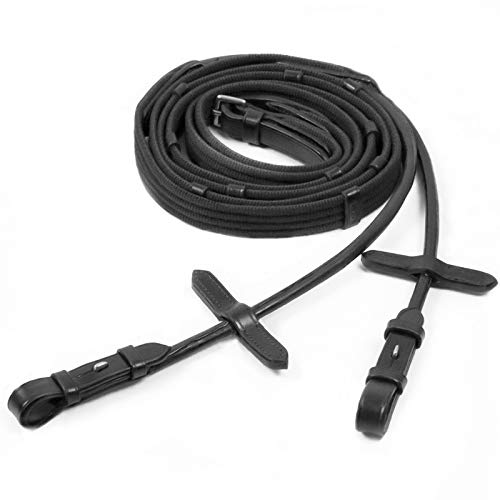 Rênes rondes noires en cuir pour équipement équestre classique