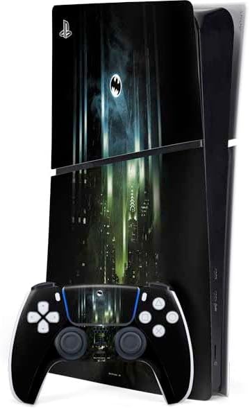 Skinit Decal Gaming Skin Compatible with PS5 Slim Digital Edition Bundle - Officially Licensed DC Comics Batman Call Sign City Design