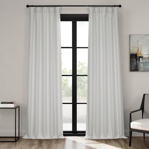 HPD Half Price Drapes - Faux Linen Curtains for Living Room (1 Panel) - 50W X 108L - Textured Room Darkening Curtains for Bedroom 108 Inches Long - Drapes for Home Decor, Oyster