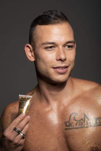 Andrew Christian Trophy Boy Muscle Dust Body Glitter Gel - Gold | Holographic Fine and Chunky Glitter For Body, Face, Hair, Nails | Perfect for Halloween, Pride, Rave, Party, & Festival Makeup 38 ml - Thumbnail 4