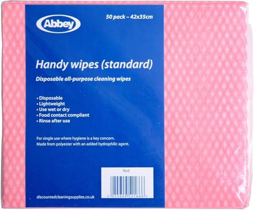 Discounted Cleaning Supplies Einweg J Tücher Packung mit 50 - Rot, 44 x 36 cm, 44 x 36 cm