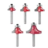 Saipor 5pcs 1/4” Shank Round Over Router Bit Roundover Edging Router Bit Set (1/8”, 3/16”, 1/4”, 5/16”, 1/2” Radius)
