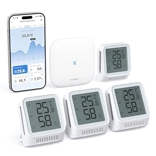 X-Sense Thermomètre Hygromètre Intérieur Connecté Compatible Alexa, Petit Capteur avec Écran LCD, Contrôle Intelligent de la Température et de l’Humidité à Distance, STH0A41