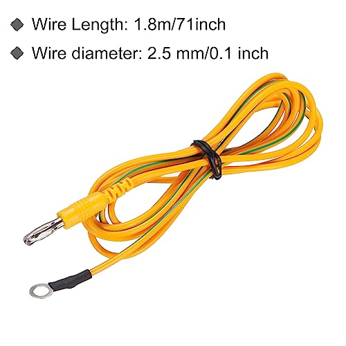 Image of MECCANIXITY ESD Grounding Cables, 1.8m /71 inch Anti-Static Ground Cable Yellow, for Eliminate Conductor Electrostatic, Pack of 2