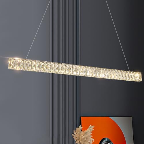 Lustre en cristal linéaire suspension plafonnier cuisine îlot salon
