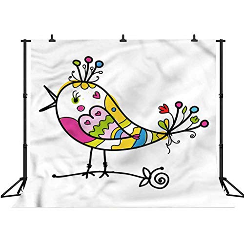 Vinyl-Hintergrund, 2,4 x 2,4 m, Vogel, Ornament, Vogel, singend, Fotohintergrund für Babys, Neugeborene, Fotostudio… – Bild 4