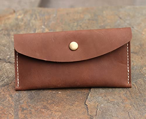 Handmade Leather Wallet with Card Slots, Coin Pocket, Large Capacity Long Envelope Wallet Tan Brown 6