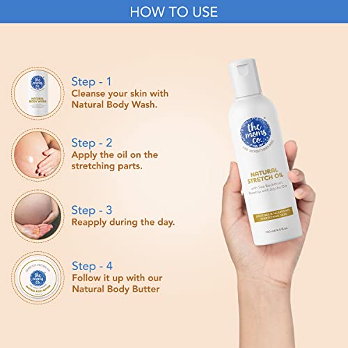 Image of The Moms Co. Natural Stretch Oil to Reduces stretch marks for women| Australia-Certified Toxin-Free Stretch Mark Oil- 100 ml