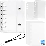 シール帳 透明 A7サイズ はがせる 女の子 シールバインダー シール手帳 専用ストラップ&PPシート2枚付き シール台紙10枚セット 3層構造 クリアバインダー 6穴 シール収納 推し活グッズ（透明）