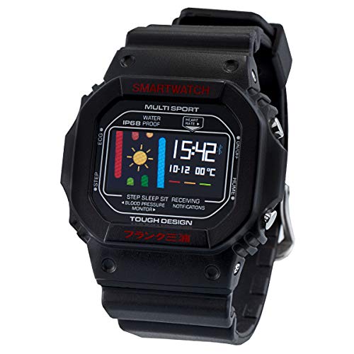 [フランク三浦] スマートウォッチ タッチパネル式 防水 iphone android 対応 ウレタンバンド FM562V メンズ ブラック
