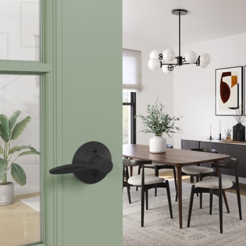 Image of SCHLAGE Delfayo Non-Turning Dummy Door Handle, Left Handed, Matte Black | Non-turning dummy lever door handle with no latch or lock, Decorative pull, One sided, Easy to install, Certified durability