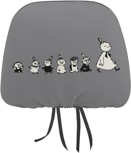 ムーミン ヘッドレストカバー 車 シートカバー 車 ヘッドレスト保護ケース シート カバー ヘッドレストの装飾 取付簡単 汎用品 旅行 運転 トラベルカー用品 2 PCS