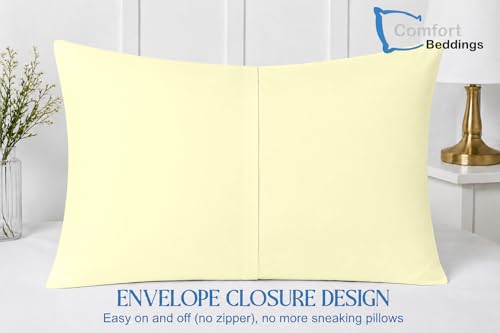 Image of Comfort Beddings 100% Organic Cotton Pack of 2 Travel Pillowcases 12x16 Ivory Pillow Cases with Envelope Closure, Crisp Percale Weave, Soft & Cooling Pillow Covers (Size-12x16, Ivory)