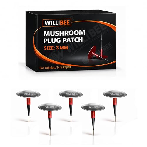 Image of WILLIBEE Mushroom Puncture Kit for Tubeless Tyre | Mushroom Puncher Kit for Bike & Car | Tire Puncher Repair Patches (3 MM, 5 Pcs)