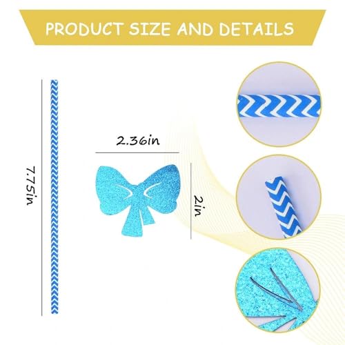 Pitillos de papel azul con moño ecológicos 24 piezas miniatura 4