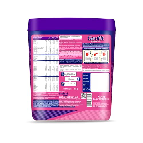 Image of Geofit Diabetic Protein Powder - Vanilla Flavour, 250g Each (Pack of 2) | Supports Gut Health, Digestion & Sugar Management | No Added Sugar | Rich in Fiber, Amino Acids & Antioxidants | For Men & Women