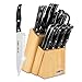 Messerblock mit Messer, 19-Teiliges Profi Messerset mit Block Küchenmesser Set mit Holzblock, Japanisches Edelstahl Messersets mit Messerschärfer, perfektes Messerblock Set Geschenk (Sliver)