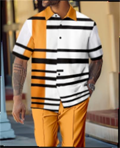 TIFIYA Men's Casual Loose 2 Piece Leisure Suits,Shirts and Pants Set,Retro Party Walking Outfits S-5XL2