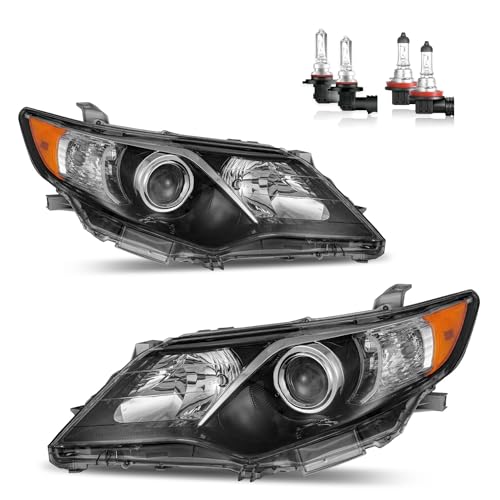 Image of Headlights for 2012 2013 2014 Toyota Camry L /Se /Le /Xle /Hybrid Halogen Headlamp Replacement, High /Low Beam W /Bulbs, Driver & Passenger Side