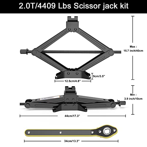 Imaycc 2 Ton(4409 Lbs) Car Jack Kit,Heavy-Duty Scissor Jack For Car Lifting,Portable Tire Changing Kit With Lug Wrench For Auto/Suv/Mpv #TOP1
