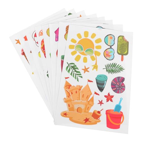 Toyvian Pegatinas Electrostáticas para Ventana Temática Hawaiana, Autoadhesivas, 8 Piezas, Decoración de Verano para Hogar, Tienda y Fiesta, Calcomanías para Escaparate de Tienda