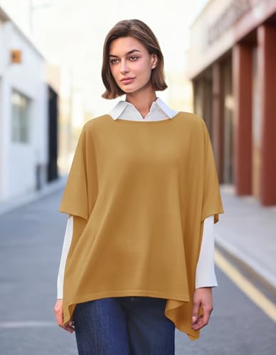 Image of PULI Women's Pullover Poncho Sweater Oversized Knit Layering Top Travel | Sleeveless and Layers Over Any Shirt At Home or Work